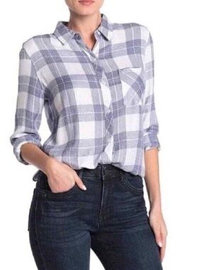 Rails Hunter Plaid Shirt River Melange Rayon Button Down Shirt Top Size Large